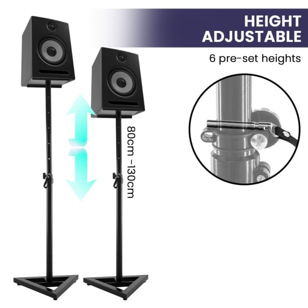 Karrera Adjustable Floor Speaker Stand Surround Sound - Black Image 12