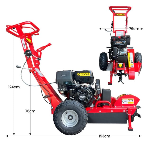 Ducar Stump Grinder 457cc 18HP Petrol Engine with Key Start & Tungsten Carbide Teeth Image 3