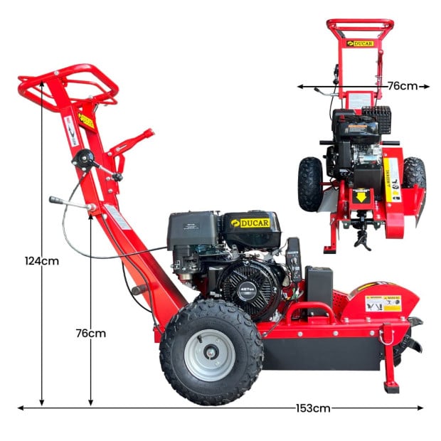 Ducar Stump Grinder 457cc 18HP Petrol Engine with Key Start & Tungsten Carbide Teeth Image 3