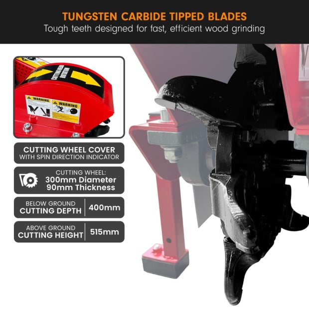 Ducar Stump Grinder 457cc 18HP Petrol Engine with Key Start & Tungsten Carbide Teeth Image 10