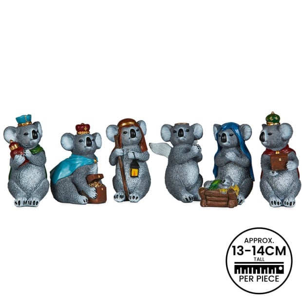 Christabelle 7 Piece Koala Christmas Nativity Scene Christmas Tree Decoration Ornaments Image 3