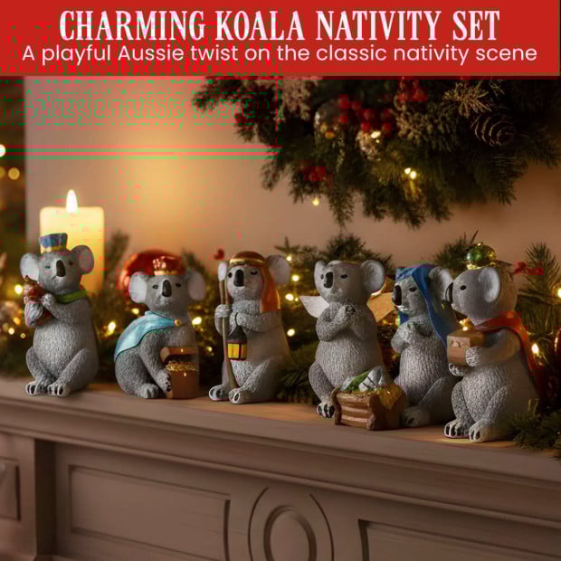 Christabelle 7 Piece Koala Christmas Nativity Scene Christmas Tree Decoration Ornaments Image 4