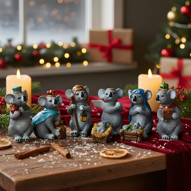 Christabelle 7 Piece Koala Christmas Nativity Scene Christmas Tree Decoration Ornaments Image 8