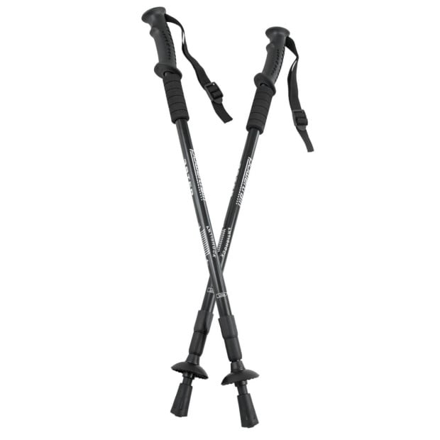 Powertrain Anti-Shock Trekking Hiking Walking Poles Sticks Pair Black Image 2