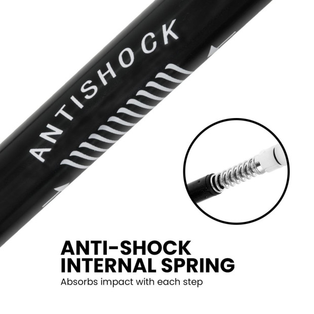 Powertrain Anti-Shock Trekking Hiking Walking Poles Sticks Pair Black Image 5