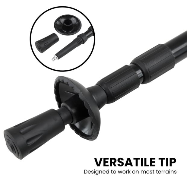 Powertrain Anti-Shock Trekking Hiking Walking Poles Sticks Pair Black Image 8