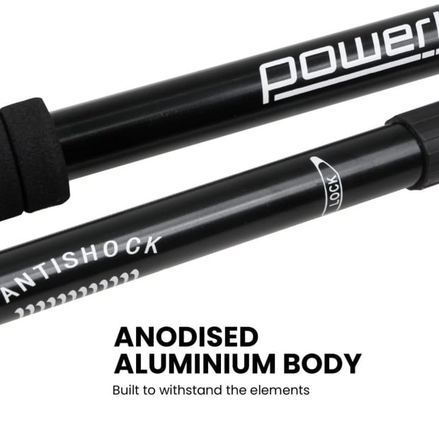 Powertrain Anti-Shock Trekking Hiking Walking Poles Sticks Pair Black Image 9