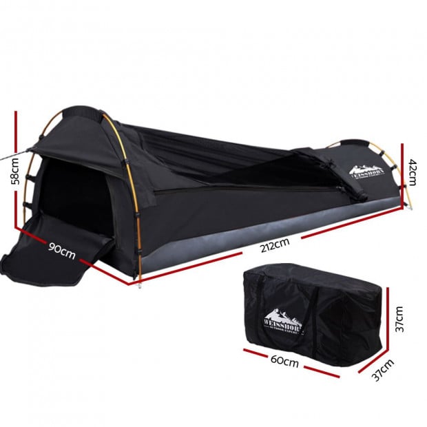 Camping Swags Single Biker Swag Grey Ripstop Canvas Image 2