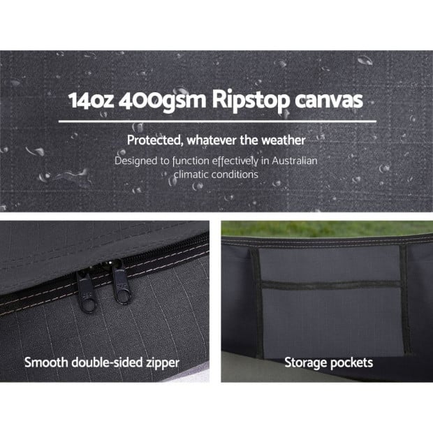 Double Swag Camping Swags Deluxe Canvas Tent Dark Grey Image 5