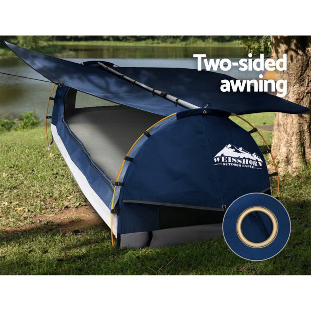 Swag King Single Camping Canvas Free Standing Swags Blue Dome Tent Image 5