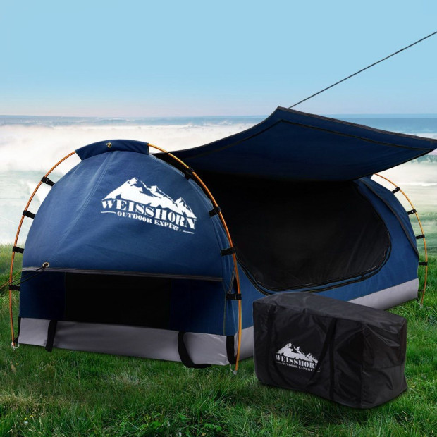 Swag King Single Camping Canvas Free Standing Swags Blue Dome Tent Image 8