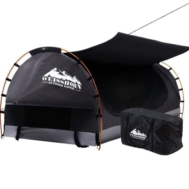 Swag King Single Camping Swags Canvas Free Standing Tent Dome Grey