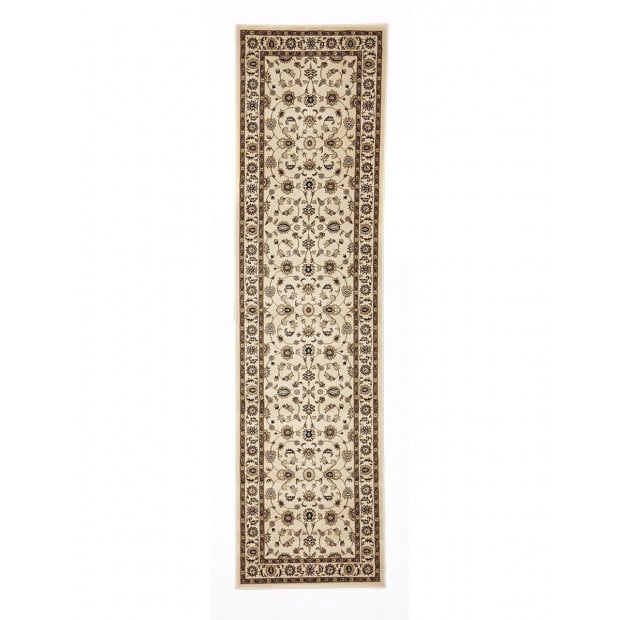Classic Hall Runner Rug Ivory With Ivory Border