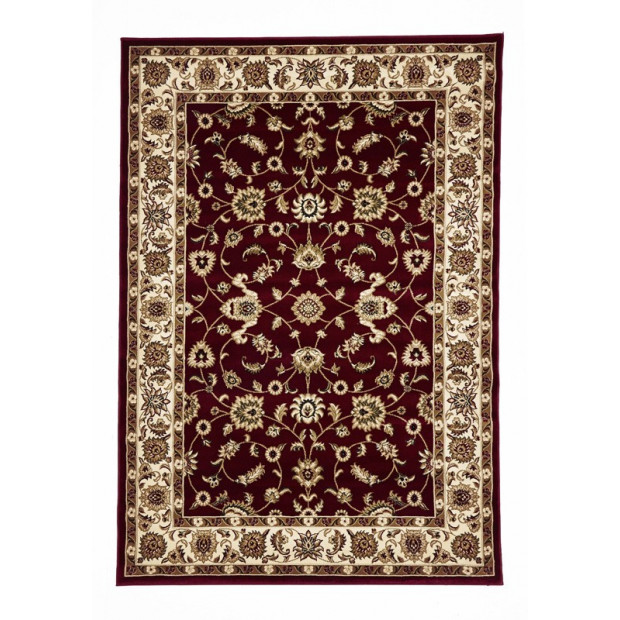 Classic Floor Rug Red With Ivory Border