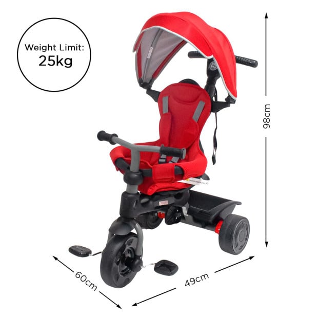 Veebee Explorer 3-Stage Kids Trike with Canopy - Red Image 2