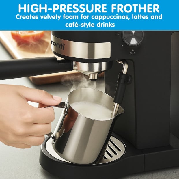 Pronti Breakfast Set with 1.25L Coffee Machine, Silver Noir Toaster & Kettle Image 10