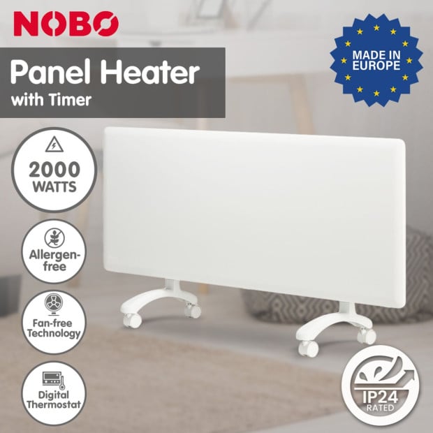 Nobo 2000W Electric Panel Heater w/ Timer - Refurbished