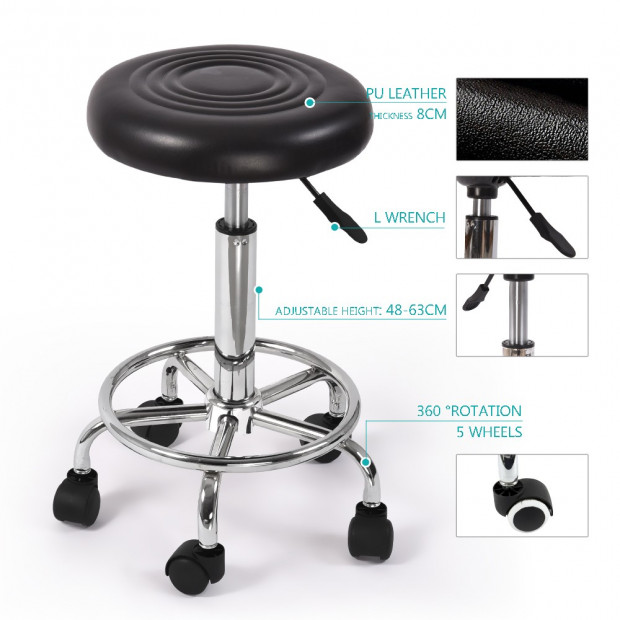 Hairdressing Salon Hydraulic Stool Barber Swivel Black Image 4