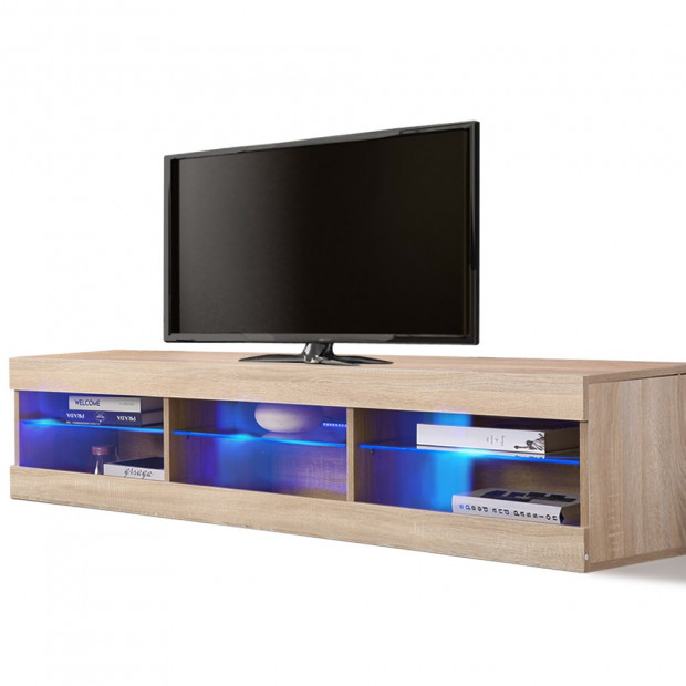 150cm Tv Cabinet Entertainment Unit Stand Led Lowline Oak Colour