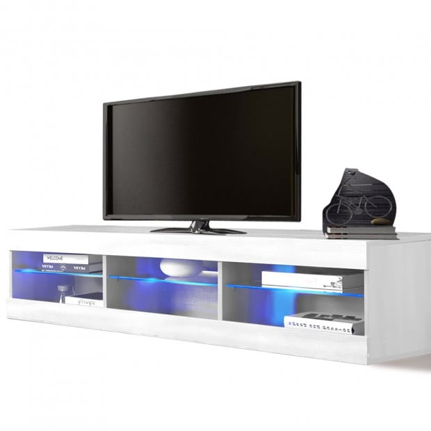 150cm Tv Cabinet Entertainment Stand Led Lowline Unit White Colour