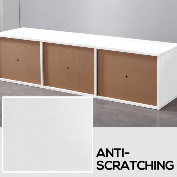 150cm Tv Cabinet Entertainment Stand Led Lowline Unit White Colour Image 3