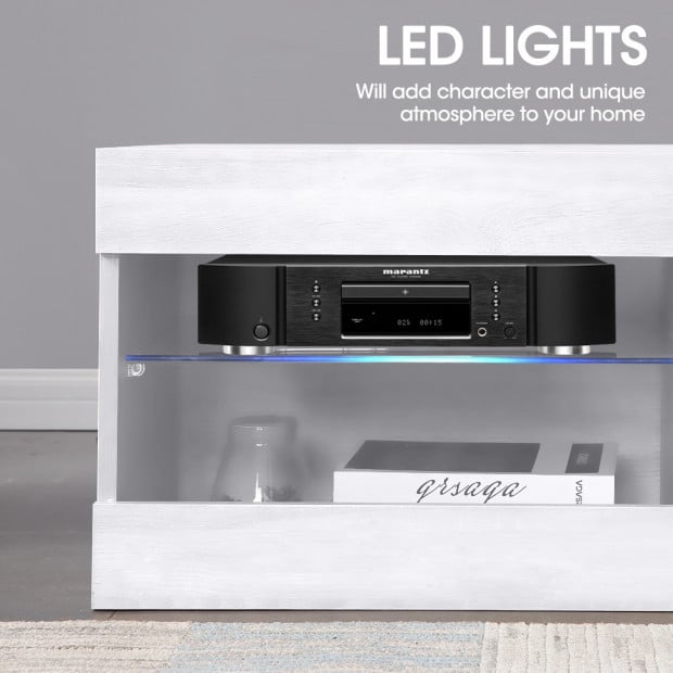 150cm Tv Cabinet Entertainment Stand Led Lowline Unit White Colour Image 4