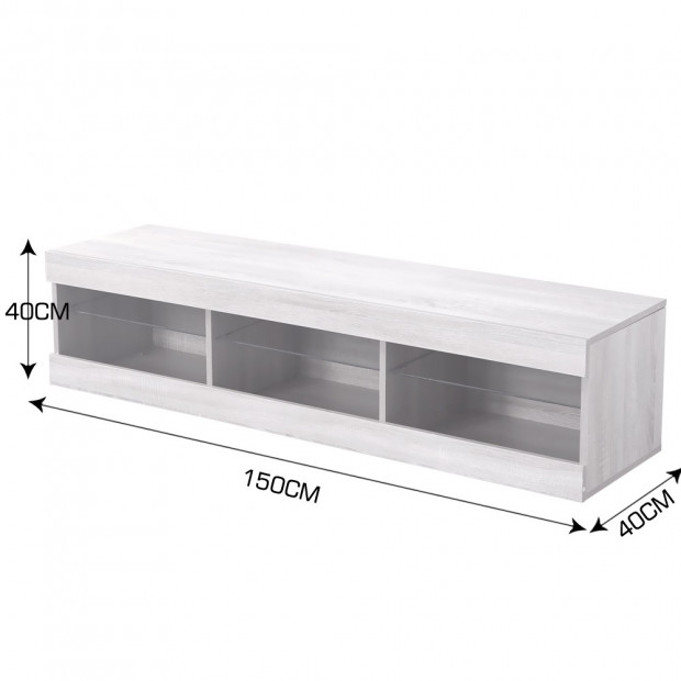 150cm Tv Cabinet Entertainment Stand Led Lowline Unit White Colour Image 6
