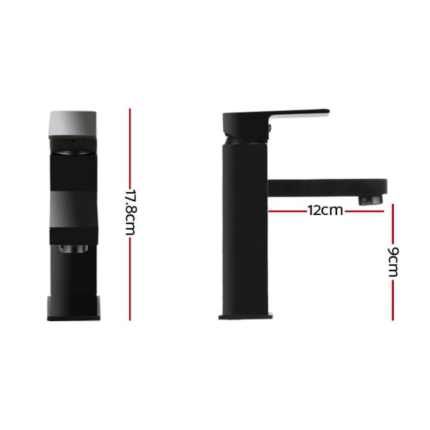 Basin Mixer Tap Faucet Vanity Counter Top WELS Standard Brass Black Image 2