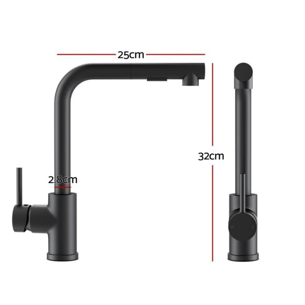 Kitchen Mixer Tap Pull Out 2 Mode Sink Basin Faucet Swivel Wels Black Image 2