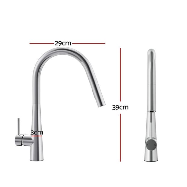 Kitchen Mixer Tap Pull Out Round 2 Mode Sink Basin Faucet Swivel Wels Chrome Image 2