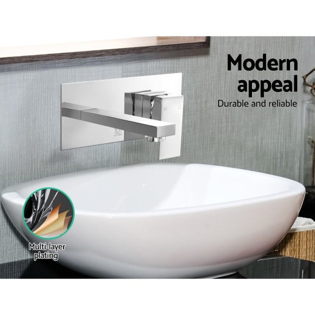 Bathroom Tap Wall Square Silver Basin Mixer Vanity Brass Faucet Image 4