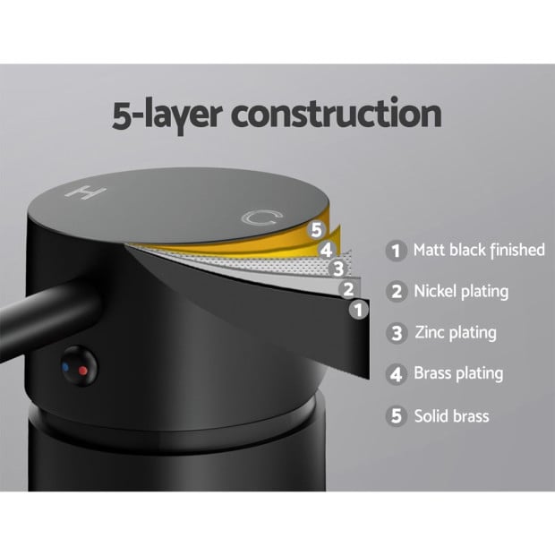 Bathroom Mixer Shower Wall Tap Faucet Basin Sink Bathtub Brass Black Image 6