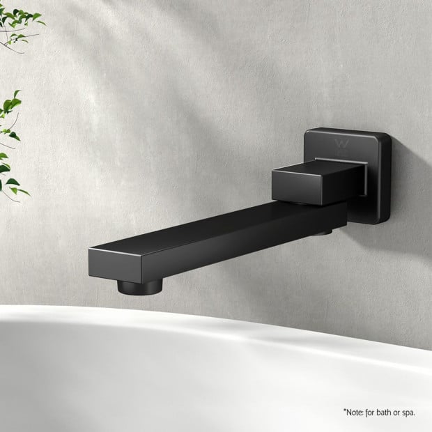 Bathroom Mixer Spout Wall Bath Tap Square Swivel Bathtub Black Image 7
