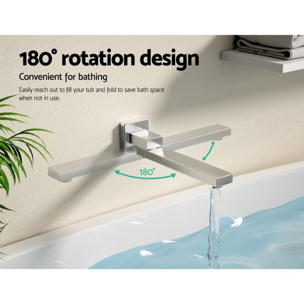 Bathroom Mixer Spout Wall Bath Tap Square Swivel Bathtub Chrome Image 5