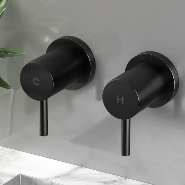Bathroom Tap Shower Twin Tap Faucet Basin Sink Bath Swivel Black Image 8