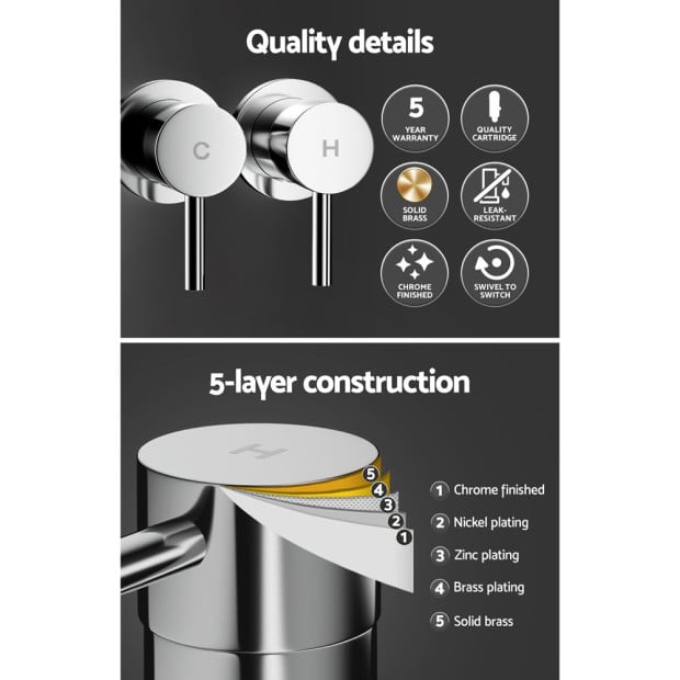 Bathroom Tap Shower Twin Tap Faucet Basin Sink Bath Swivel Chrome Image 5