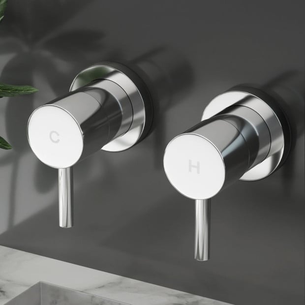 Bathroom Tap Shower Twin Tap Faucet Basin Sink Bath Swivel Chrome Image 8