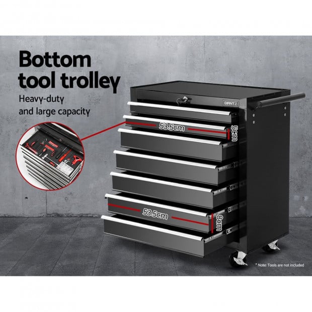 17 Drawers Tool Box Trolley Chest Cabinet Cart Garage Mechanic Black Image 5