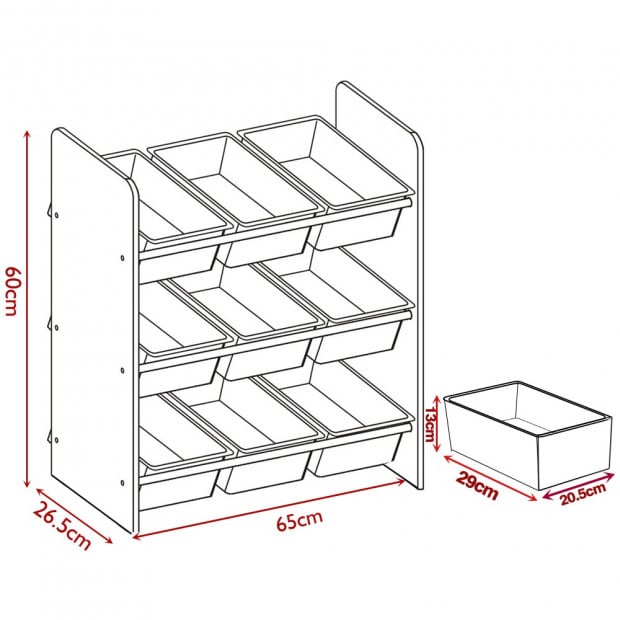 3-tier Kids Toy Organiser 9 Bins Image 6