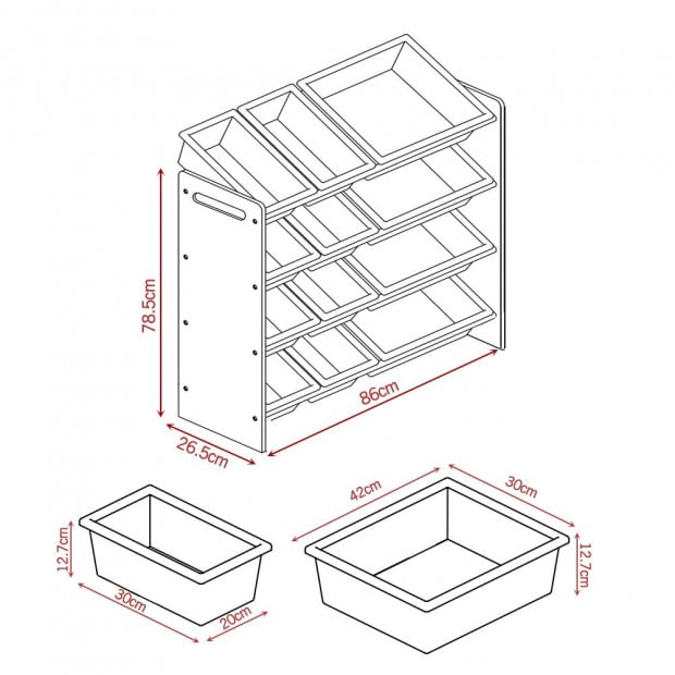 4-tier Kids Toy Organiser 12 Bins Image 6
