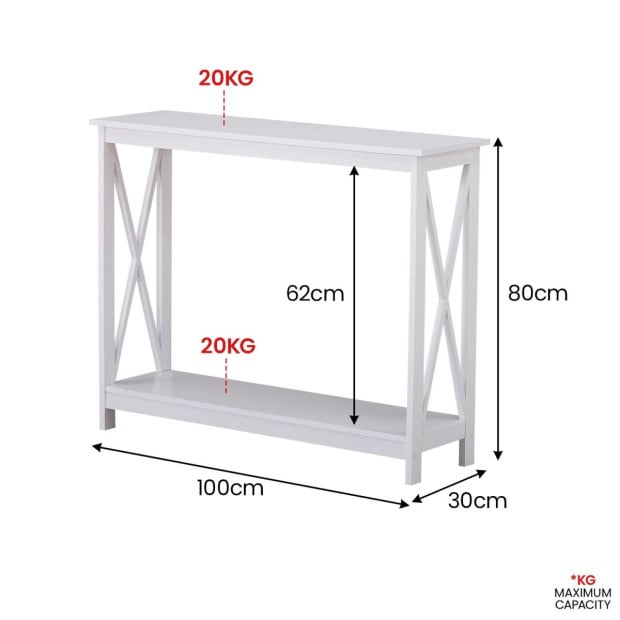 Sarantino Isla X-Frame Console Table in White Image 4