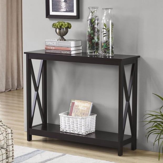 Sarantino Isla X-Frame Console Table - Black Image 9