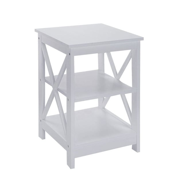 Sarantino Orson 2-Tier Bedside Table - White Image 2