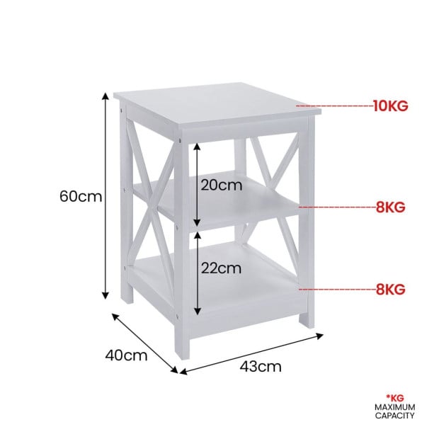 Sarantino Orson 2-Tier Bedside Table - White Image 4