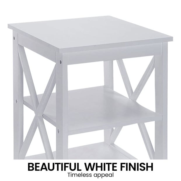 Sarantino Orson 2-Tier Bedside Table - White Image 9