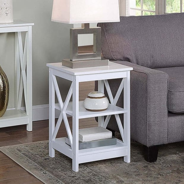 Sarantino Orson 2-Tier Bedside Table - White Image 10