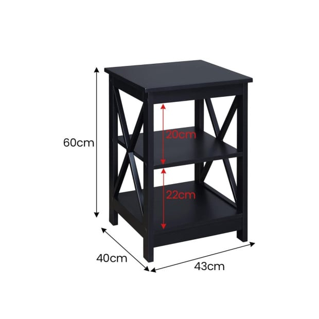 Sarantino Orson 2-Tier Bedside Table - Black Image 4
