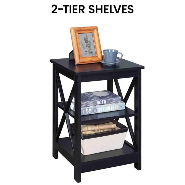 Sarantino Orson 2-Tier Bedside Table - Black Image 7