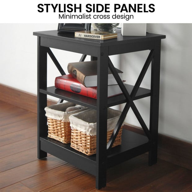 Sarantino Orson 2-Tier Bedside Table - Black Image 8
