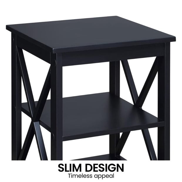 Sarantino Orson 2-Tier Bedside Table - Black Image 9
